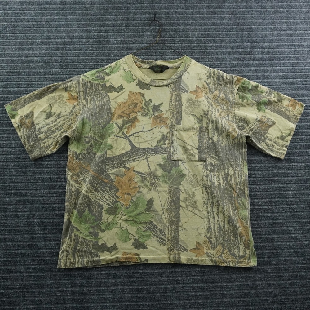 Liberty Pocket T-Shirt Mens XL Green Realtree Camo Vintage Single Stitch Boxy